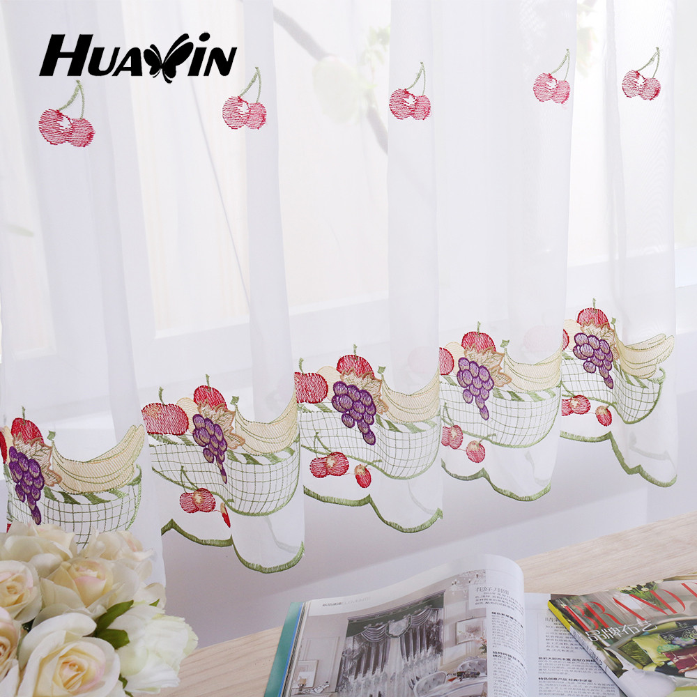 Beautiful Kitchen Curtains
 Beautiful Embroidery Design Voile Kitchen Curtain For Sale