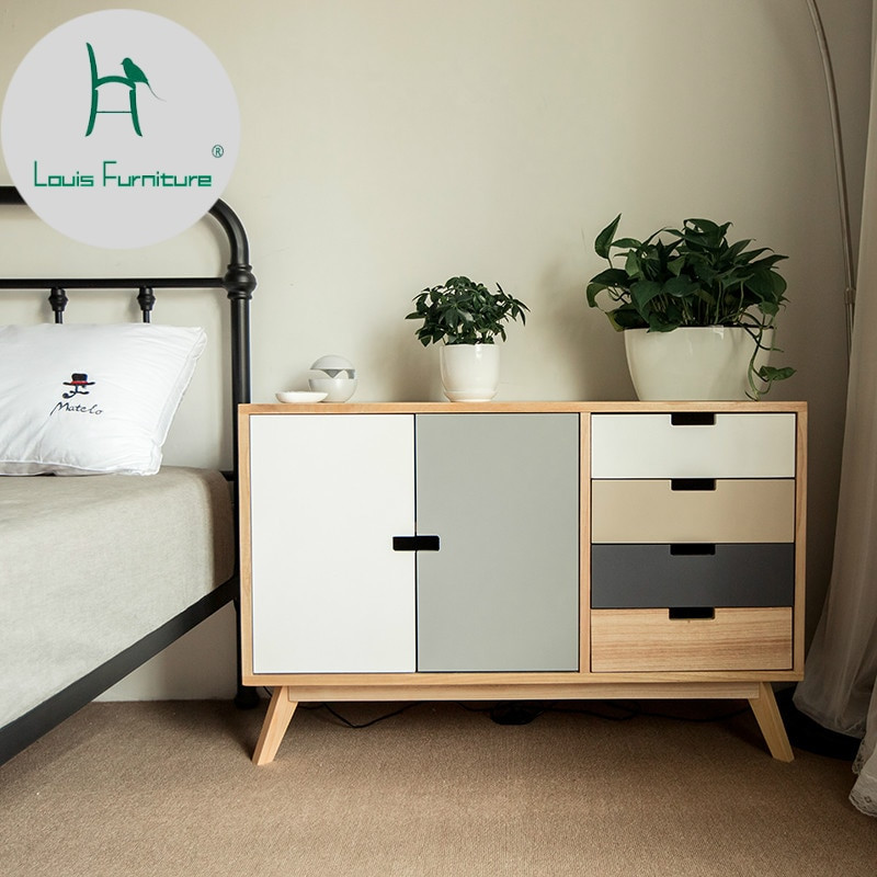 Bedroom Cabinet Storage
 Louis Fashion Solid Wood Nightstand Simple Modern Bedroom