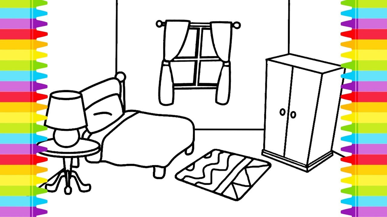 Bedroom Coloring Pages
 Bedroom Bed Coloring book Pages For kids Learning Colors I