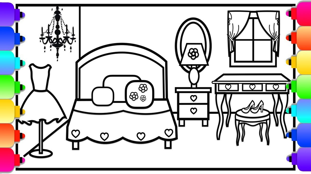 Bedroom Coloring Pages
 Learn to Draw a Girls Bedroom with Glitter and Markers