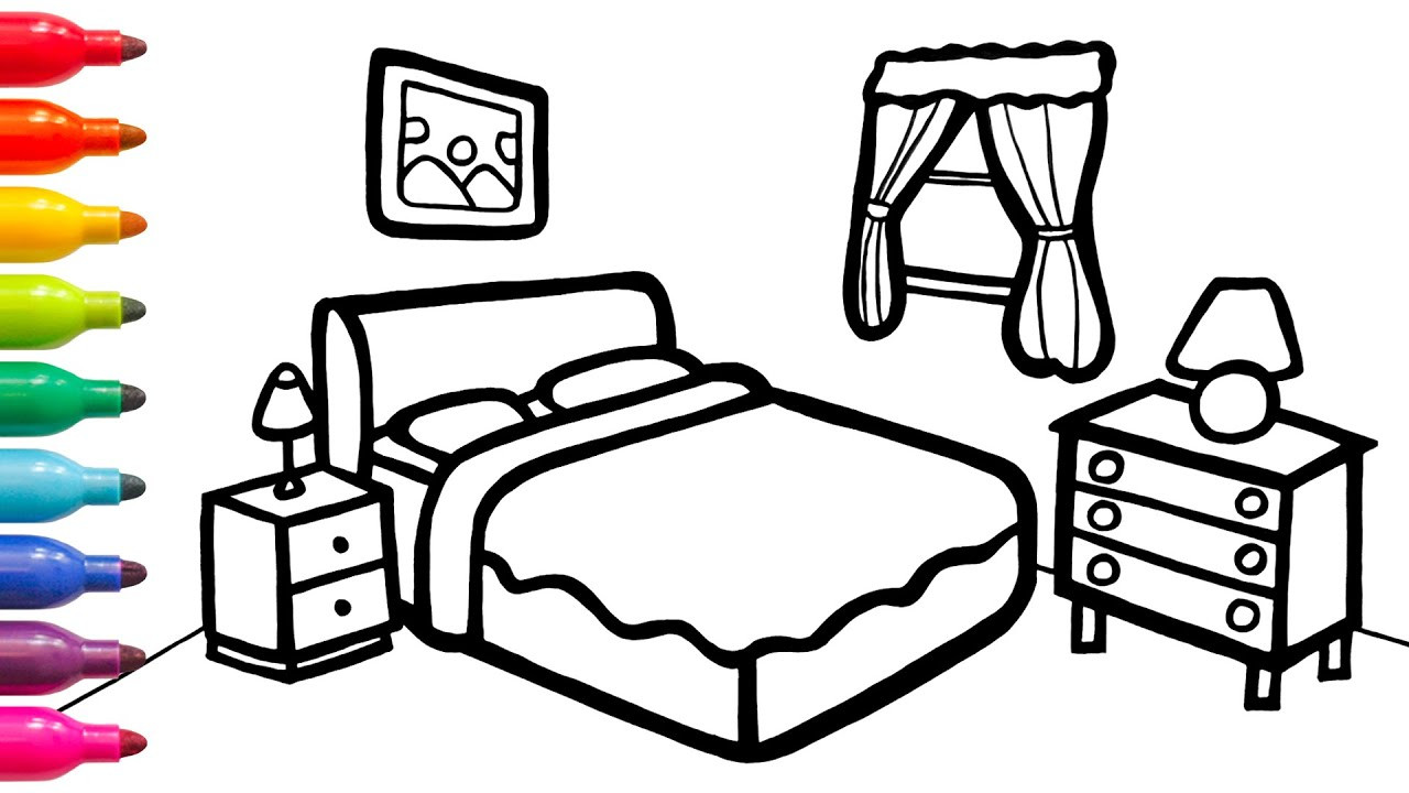 Bedroom Coloring Pages
 Bedroom Drawing Coloring For Children & Learn Furnitures