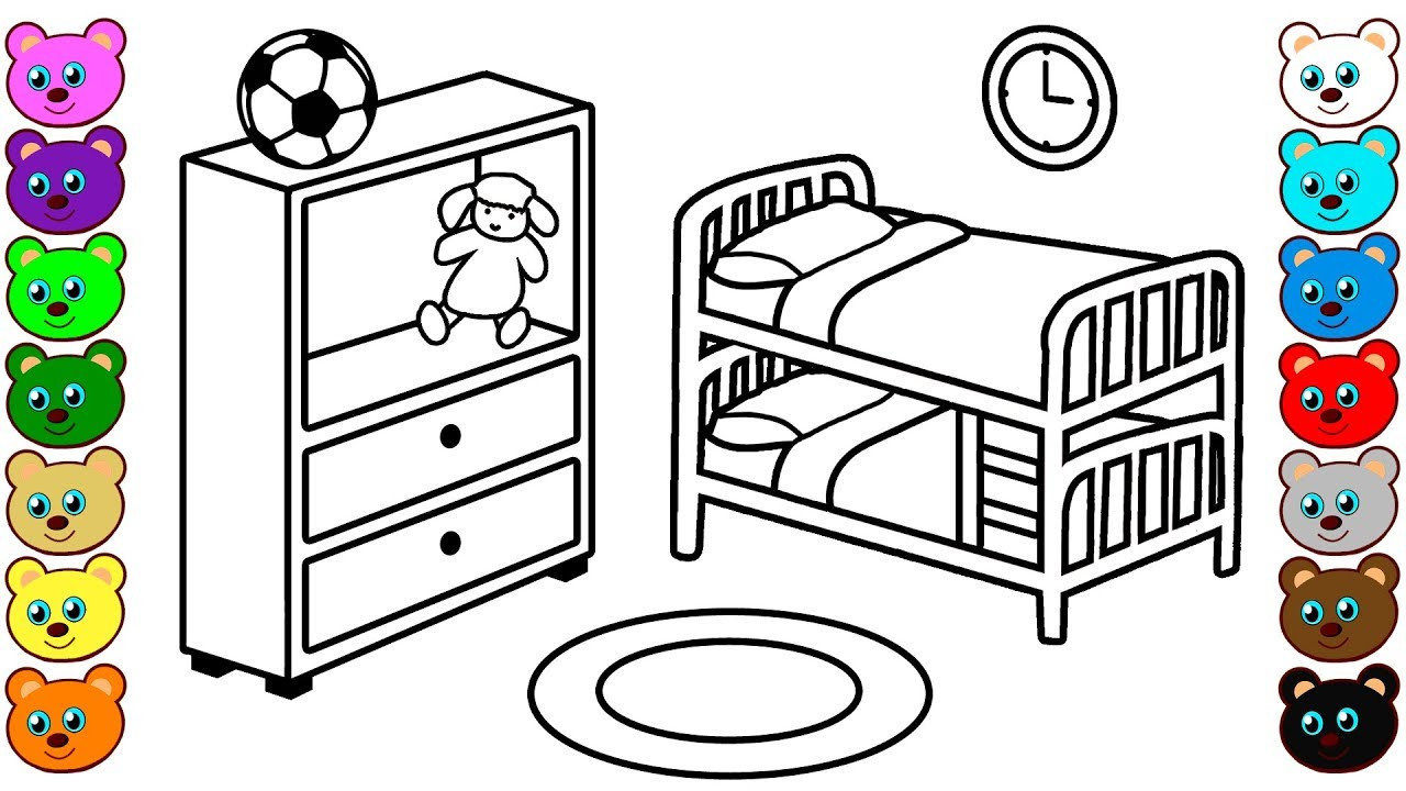 Bedroom Coloring Pages
 Brother & Sister Bedroom Coloring Pages for Children