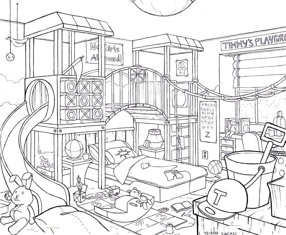 Bedroom Coloring Pages
 Kid s Bedroom by lika 143 on DeviantArt