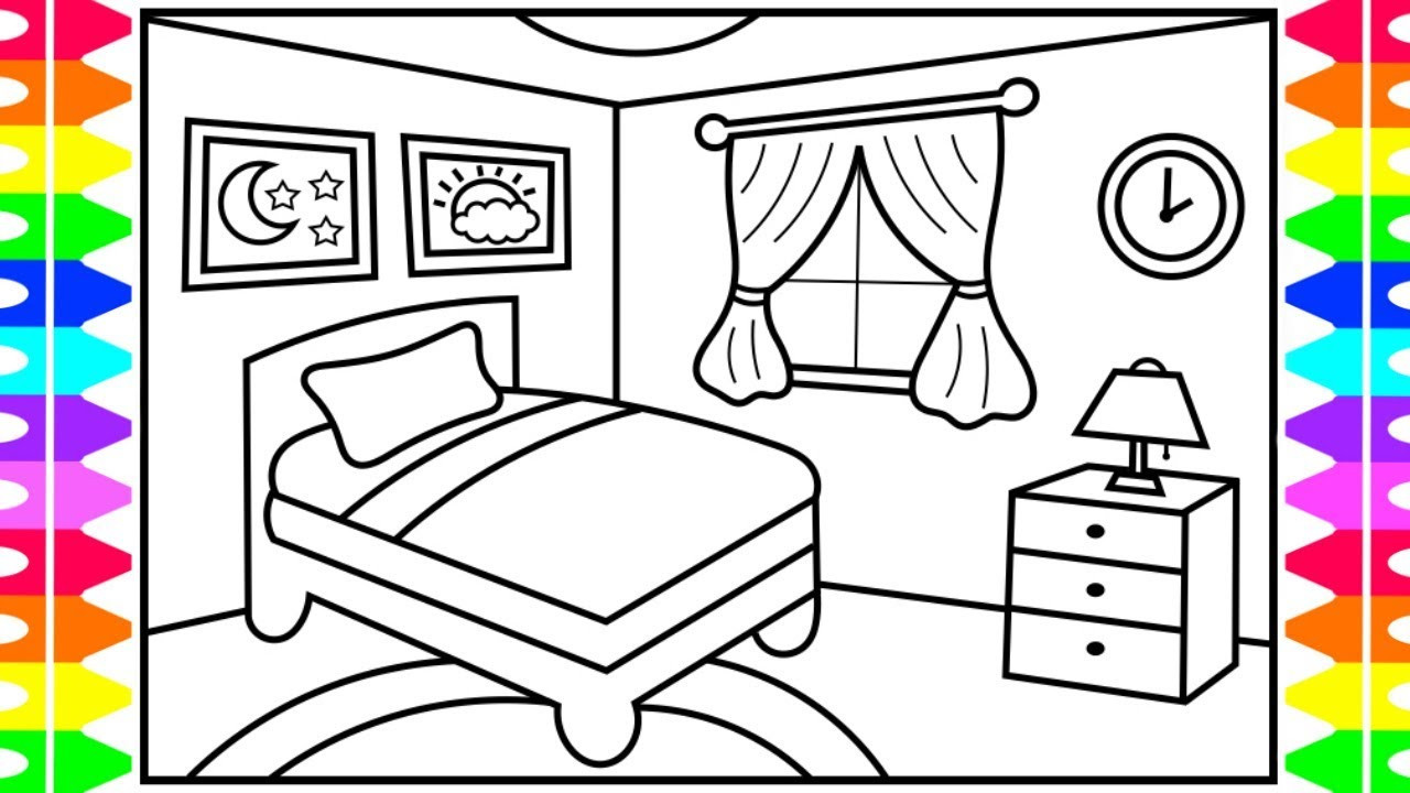 Bedroom Coloring Pages
 How to Draw a Bedroom Step by Step for Kids 💚💜Bedroom
