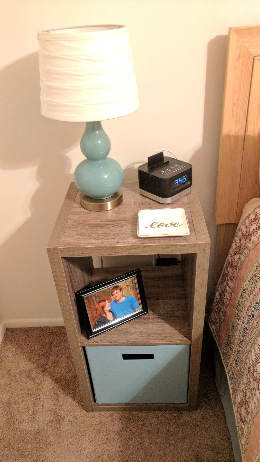 Bedroom Cube Storage
 Storage cubes as a nightstand Minimalist styling