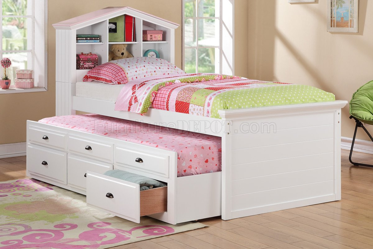 Bedroom Set For Kids
 F9223 Kids Bedroom 3Pc Set by Poundex in White w Trundle Bed