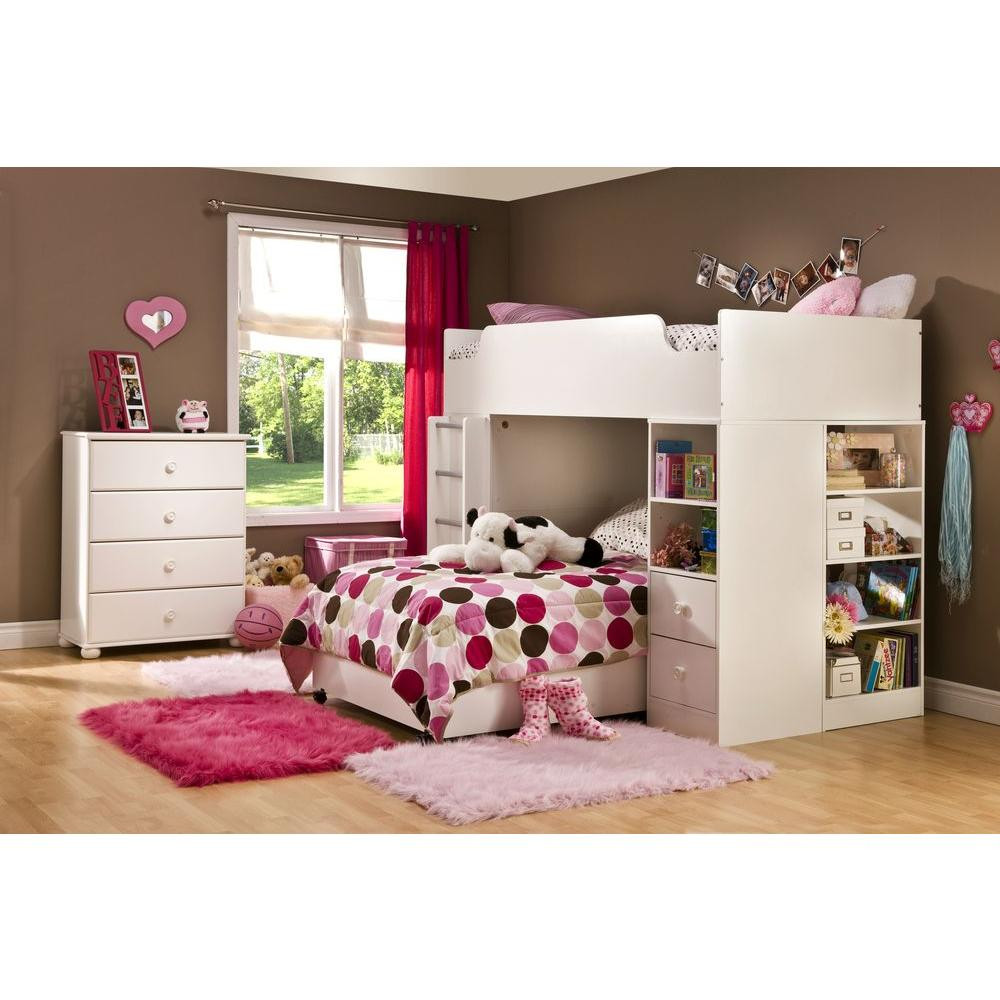 Bedroom Set For Kids
 South Shore Logik 4 Piece Pure White Twin Kids Bedroom Set
