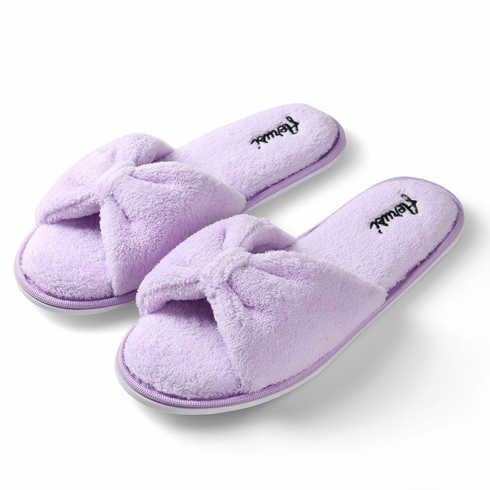 Bedroom Shoes For Womens
 Purple Women s Open Toe Bowknot Plush Spa Slipper Indoor