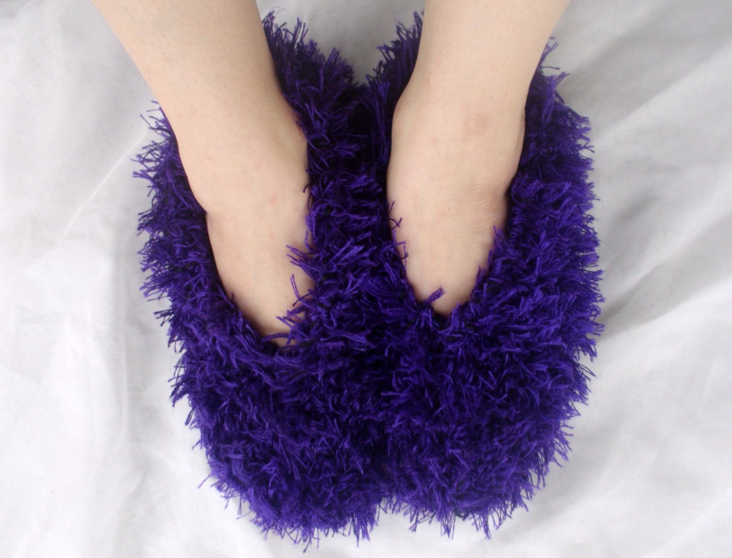 Bedroom Shoes For Womens
 Womens Bedroom Slippers Fluffy Fuzzy Purple Hand Knit