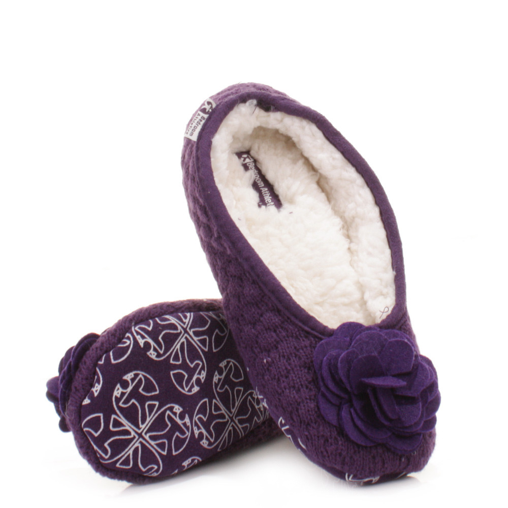Bedroom Slippers Womens
 WOMENS BEDROOM ATHLETICS CHARLIZE GRAPE FLEECE KNITTED