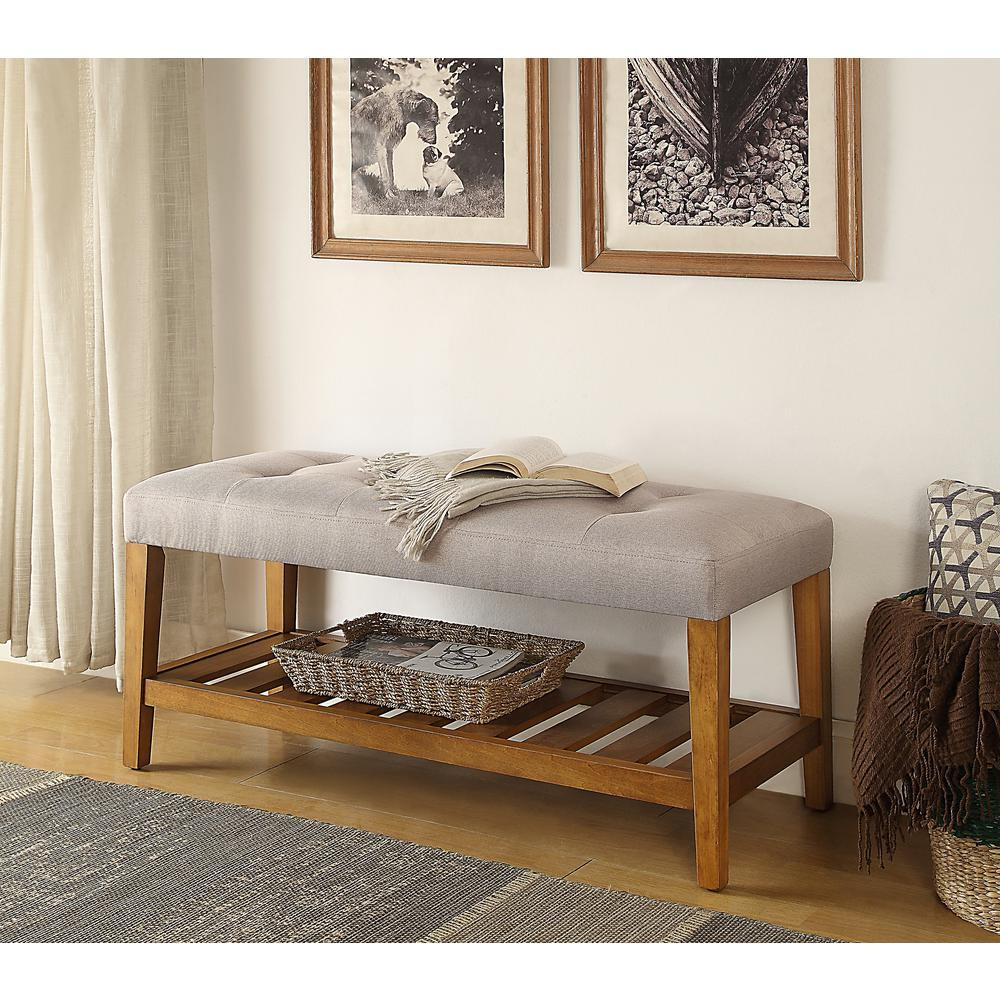 Bedroom Storage Benches
 ACME Furniture Charla Light Gray and Oak Storage Bench