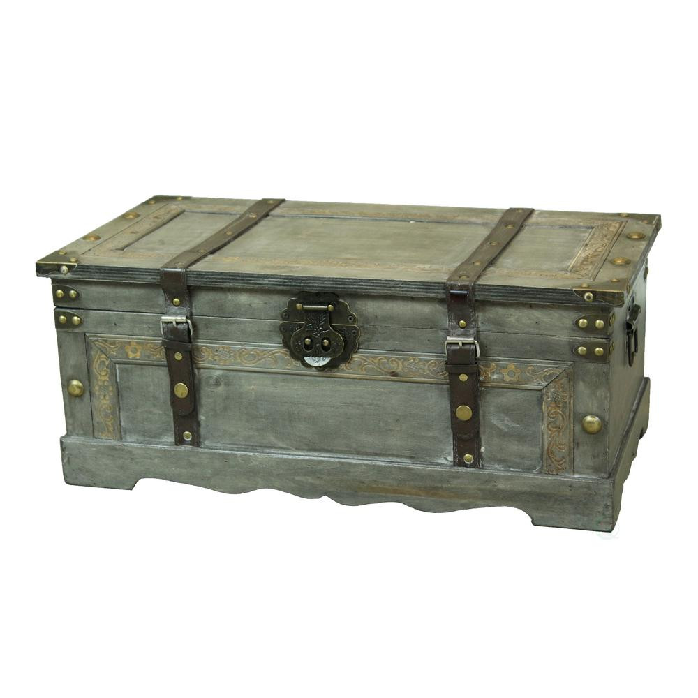 Bedroom Storage Trunk
 Rustic Wooden Storage Trunk Bedroom Living Room Gray