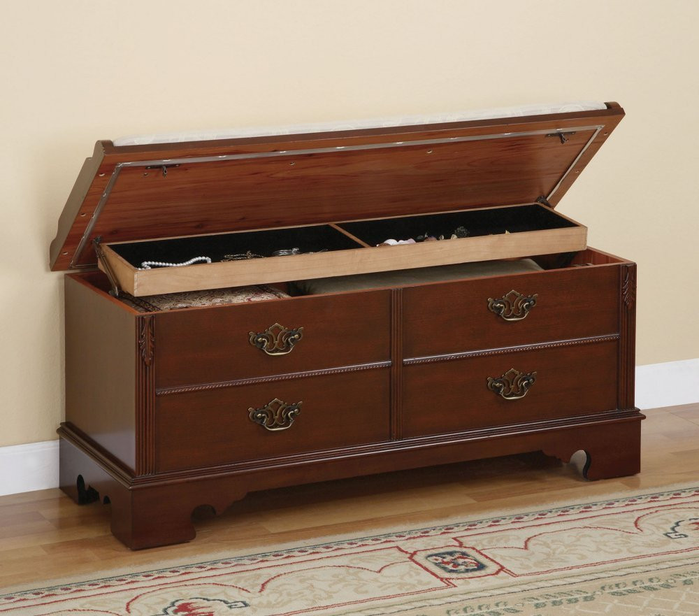 Bedroom Storage Trunk
 Rich Cherry Wood Cedar Bedroom Hall Storage Chest hall