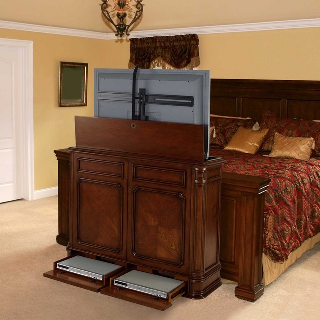 Bedroom Tv Cabinet
 TV Lift Cabinets in Homes Traditional Bedroom Miami