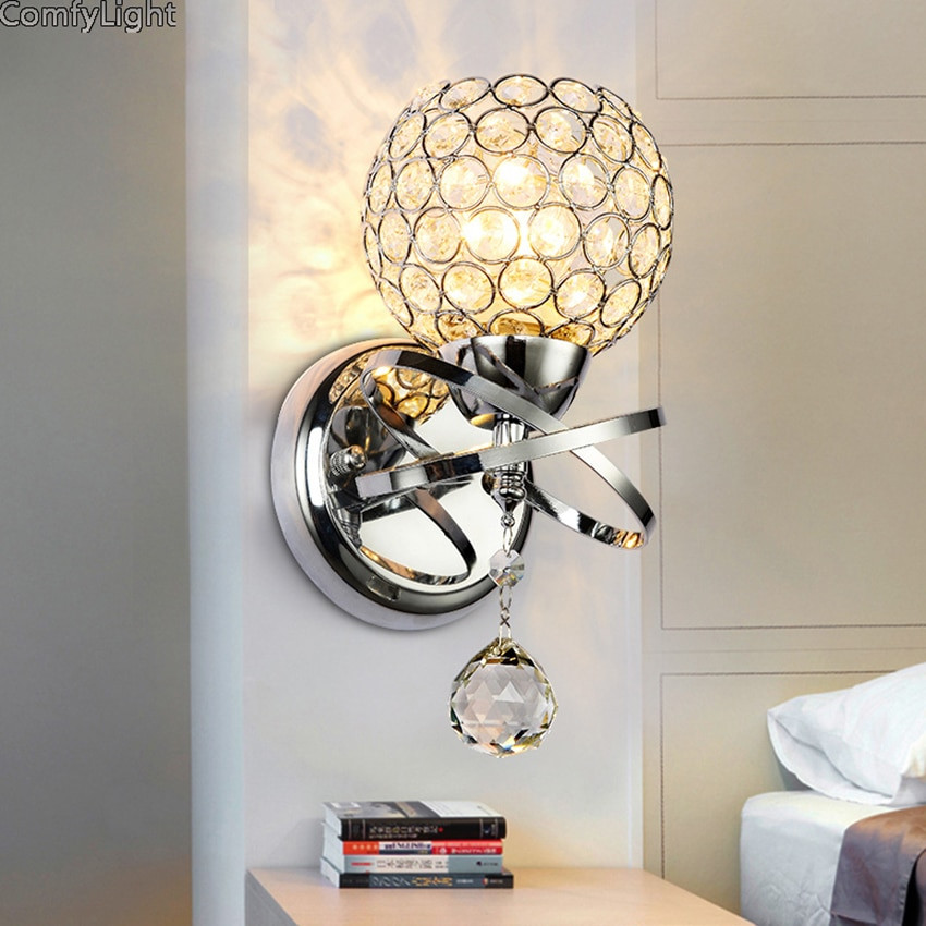Bedroom Wall Lamp
 LED Luxury Crystal golden silver wall lamp Bedroom Wall