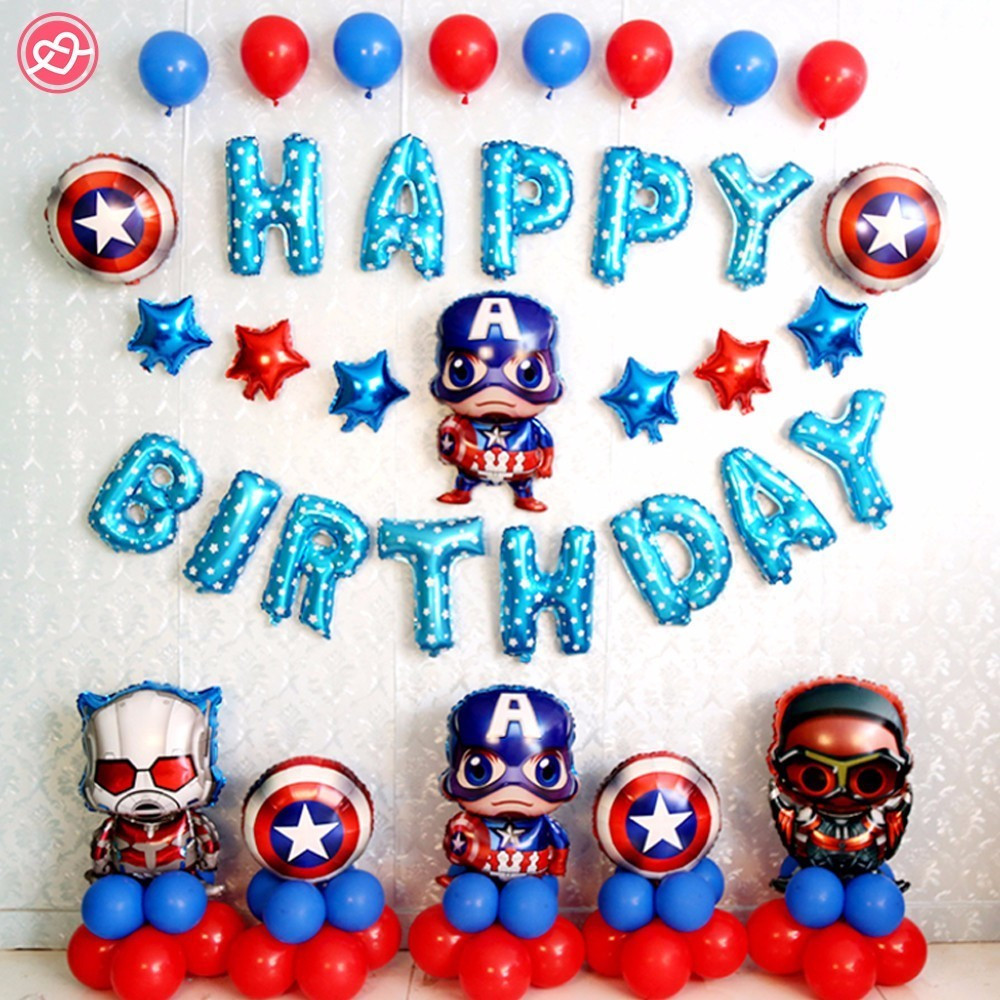 Birthday Decoration Ideas For Baby Boy
 Super Hero Captain America theme foil balloons baby boy