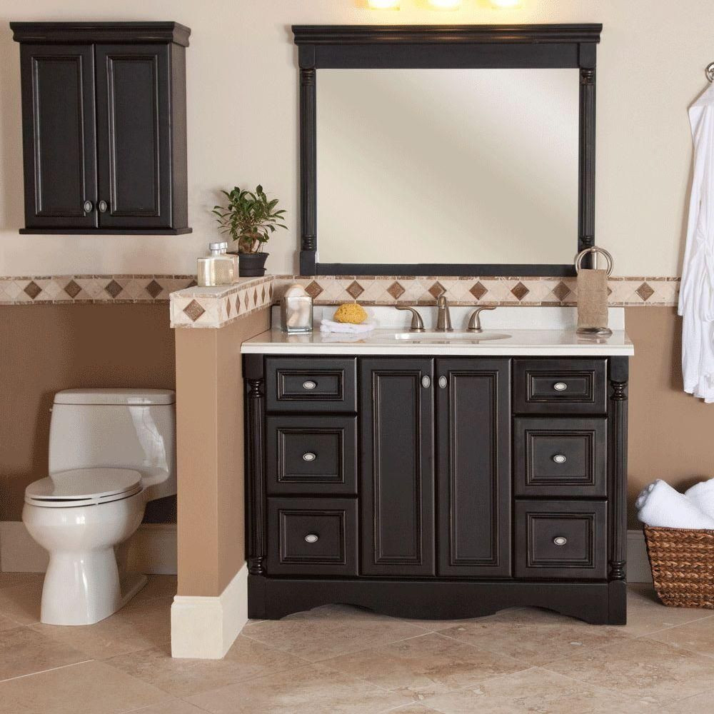 Black Bathroom Storage Cabinet
 St Paul Valencia 22 in W x 28 in H x 9 in D Over the