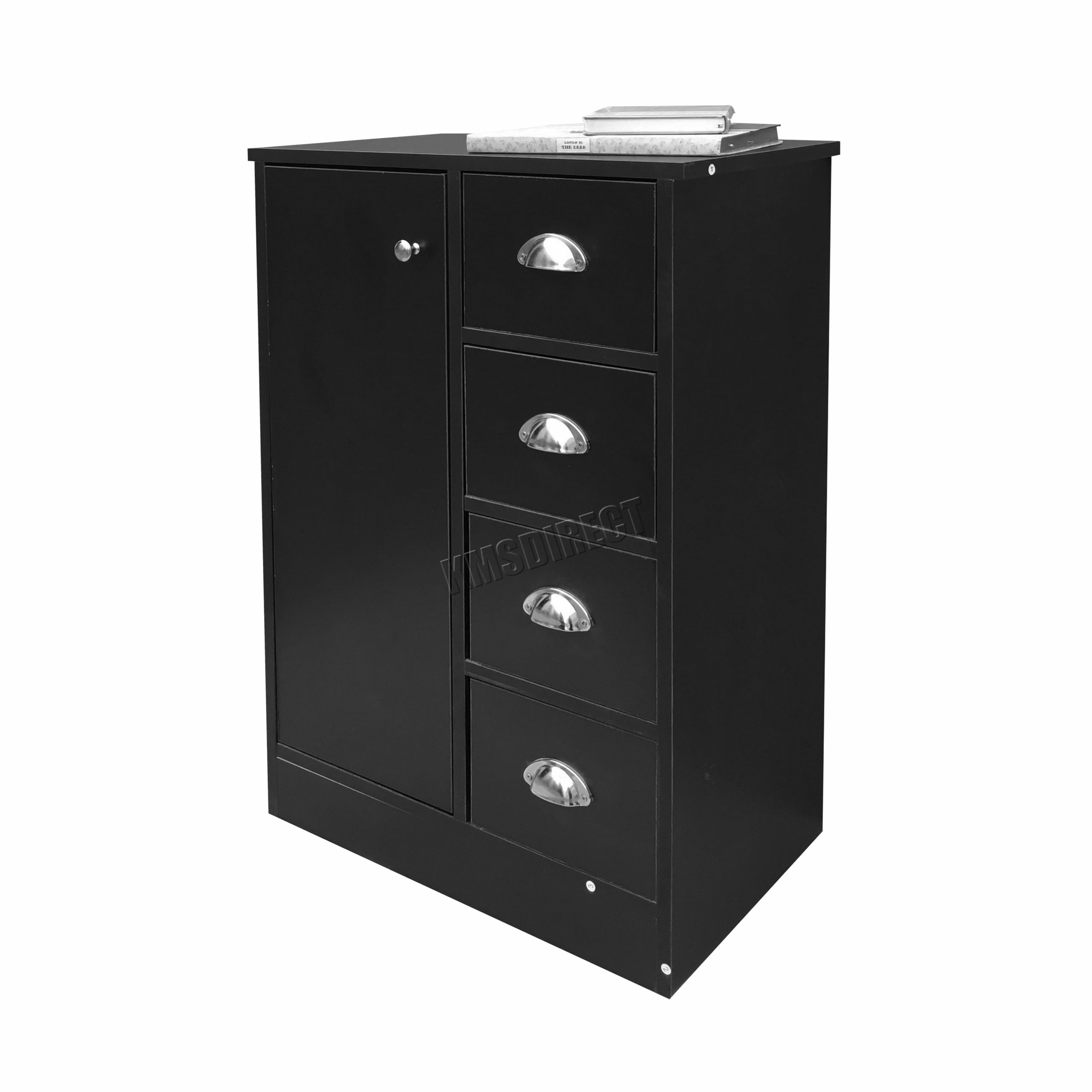 Black Bathroom Storage Cabinet
 FoxHunter 4 Drawer 2 Shelves Bathroom Storage Cupboard