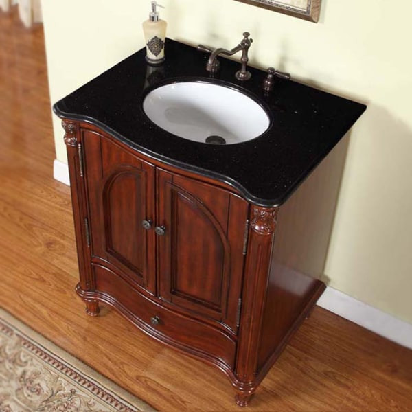 Black Bathroom Vanity With Top
 30 inch Black Galaxy Granite Stone Top Bathroom Single