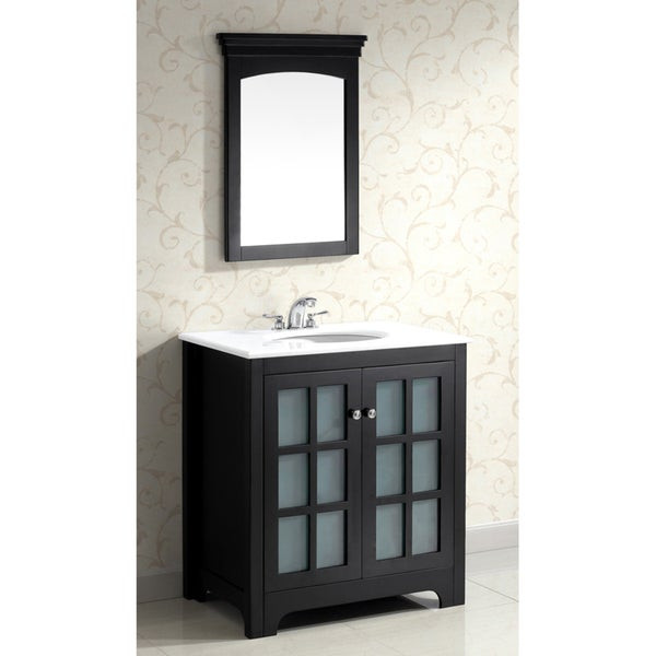 Black Bathroom Vanity With Top
 Louisiana Black 30 inch Bath Vanity with 2 Doors and White