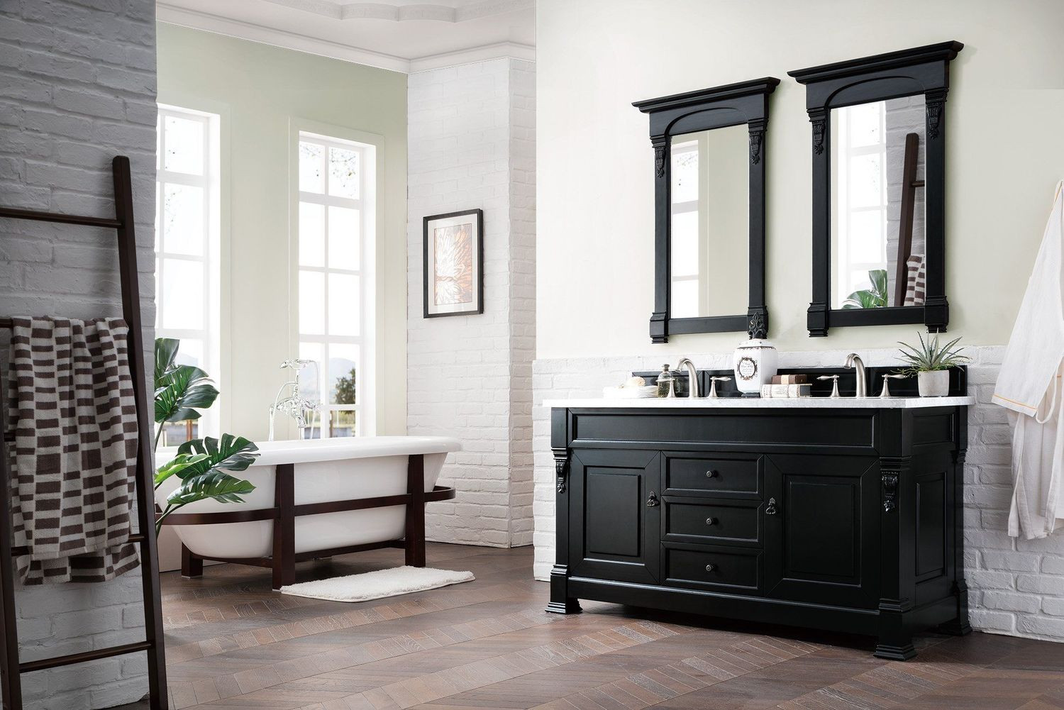 Black Bathroom Vanity With Top
 60" Brookfield Antique Black Double Vanity Bathroom Vanity
