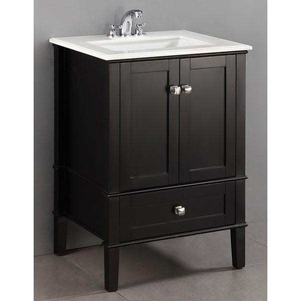 Black Bathroom Vanity With Top
 WYNDENHALL Windham Black 2 door 24 inch Bath Vanity Set