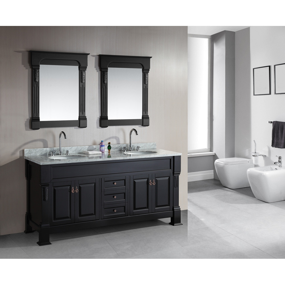 Black Bathroom Vanity With Top
 Design Element Marcos 72" Double Sink Vanity Set with