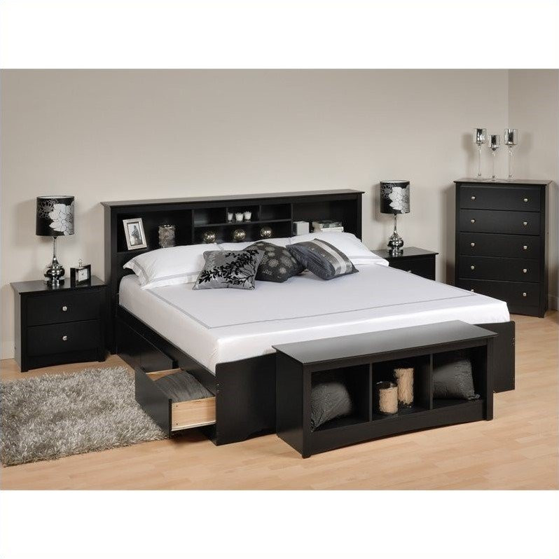 Black Bedroom Storage Bench
 Prepac Sonoma 5 Piece King Bedroom Set with Storage Bench