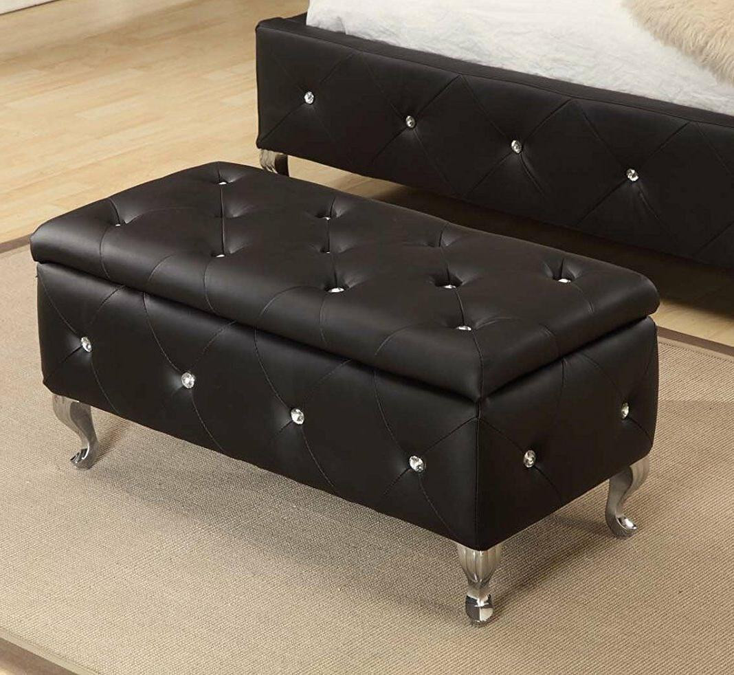Black Bedroom Storage Bench
 Black Storage Bench Ottoman Bedroom Upholstered Furniture