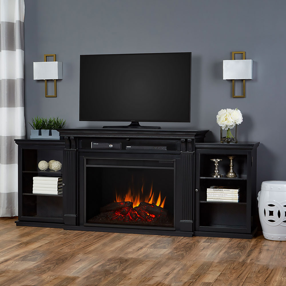 Black Electric Fireplace
 Real Flame Tracey Grand Infrared Black Electric Fireplace
