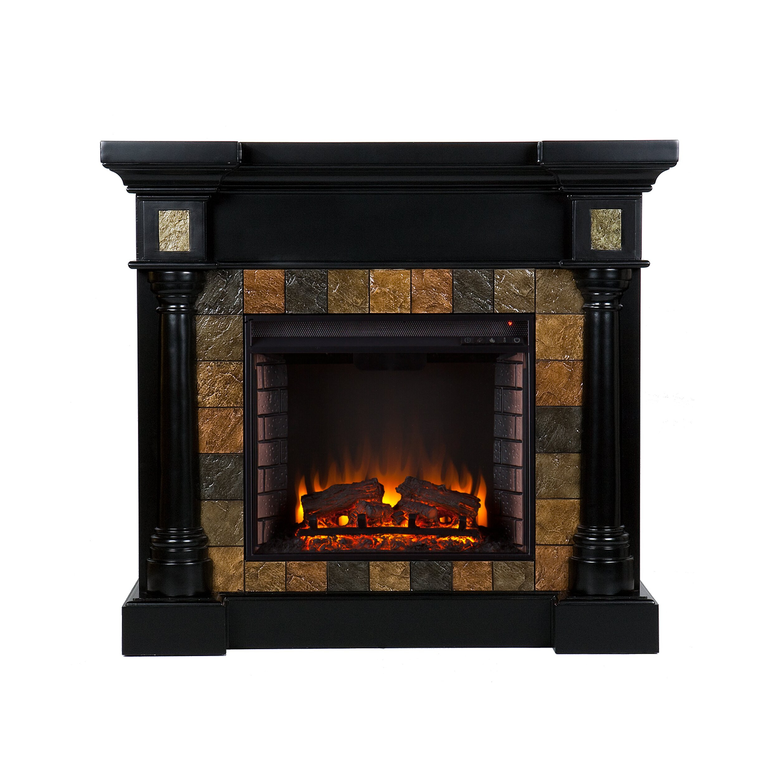 Black Electric Fireplace
 Wildon Home Carraway Faux Slate Convertible Electric