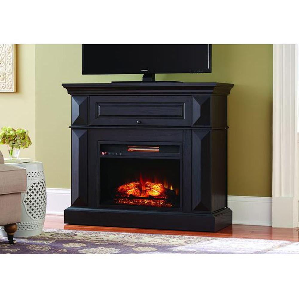 Black Electric Fireplace
 Black Mantel Console Infrared Electric Fireplace Room