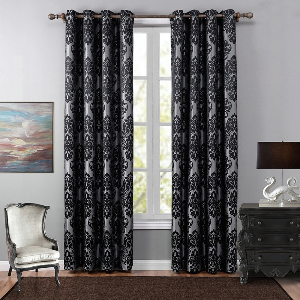 Black Living Room Curtains
 Black Floral Cloth Curtains Blackout Sheer Voile Curtains