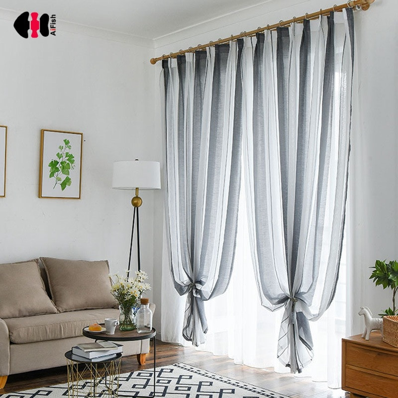 Black Living Room Curtains
 Aliexpress Buy Nordic Style Striped Curtains for