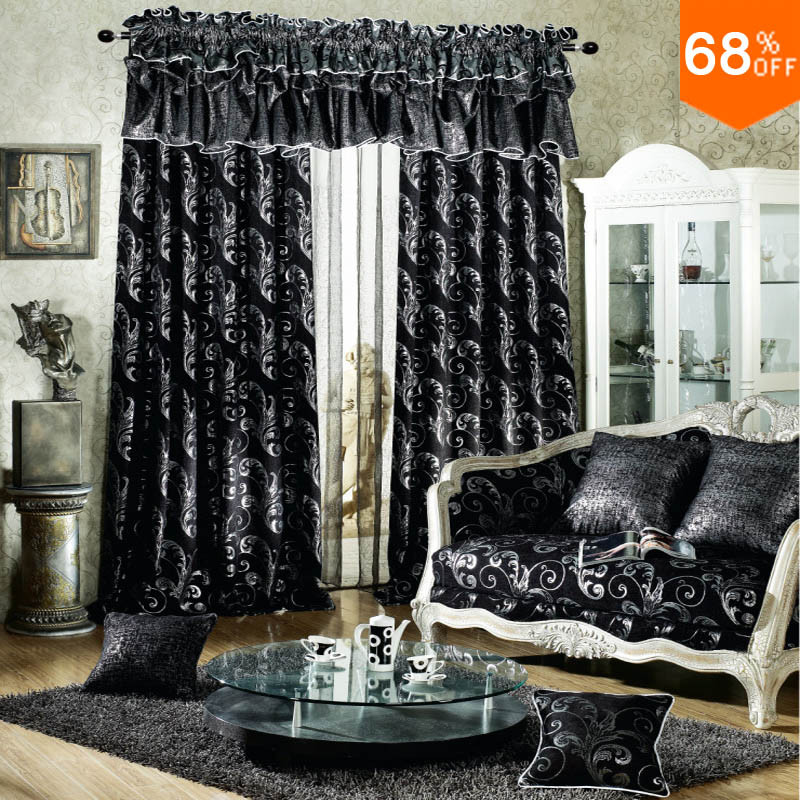 Black Living Room Curtains
 Black curtain luxurious Rod Stick curtains for living room