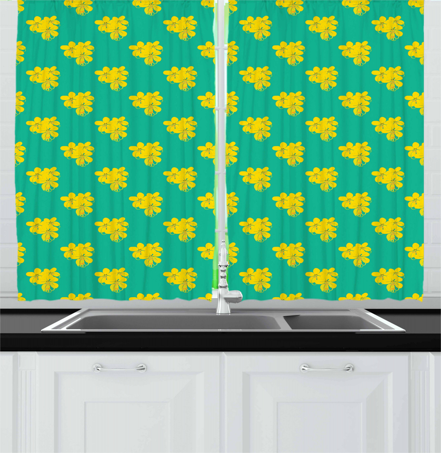 Blue and Yellow Kitchen Curtains Elegant Blue and Yellow Kitchen Curtains 2 Panel Set Window Drapes