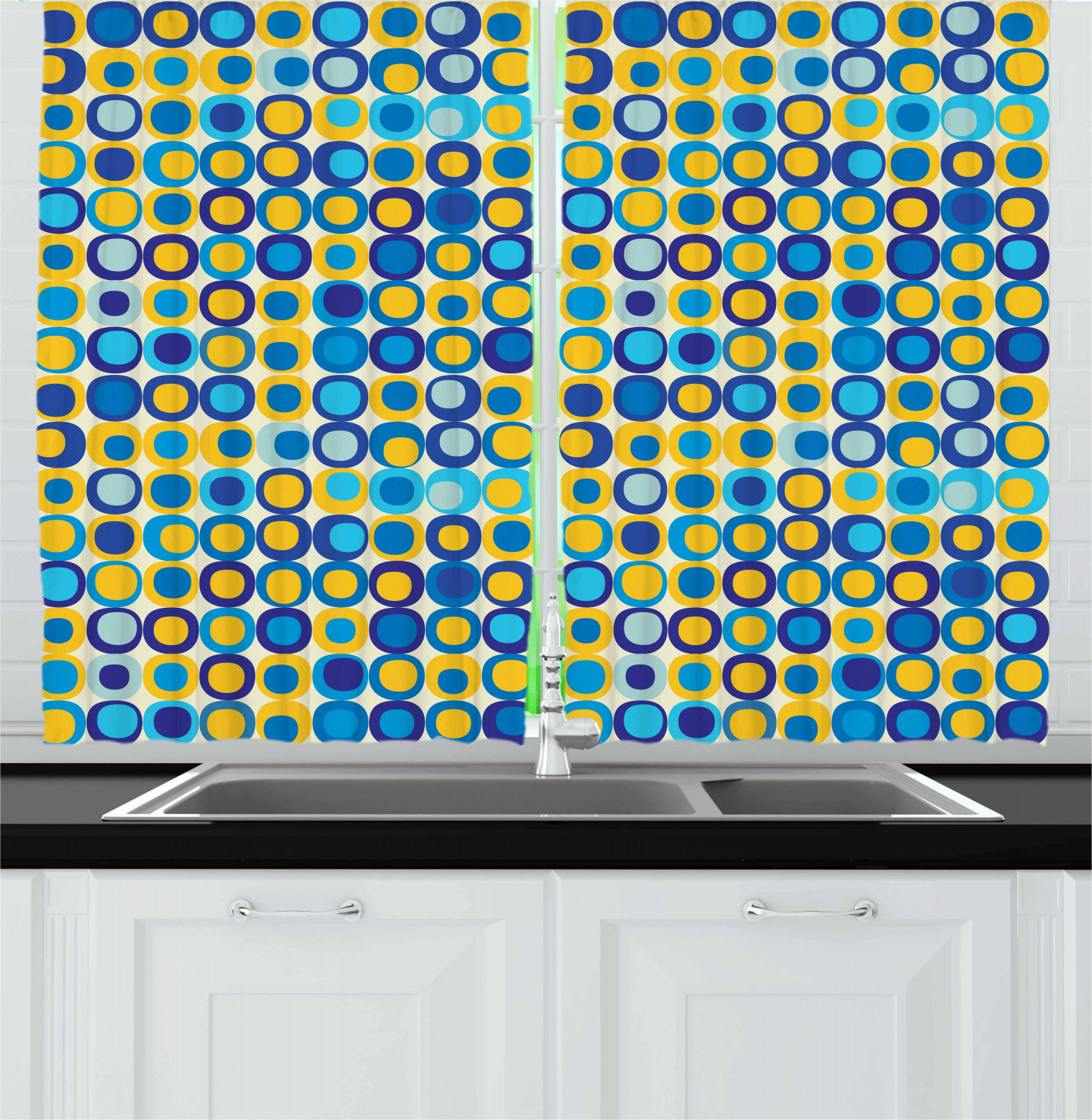 Blue And Yellow Kitchen Curtains
 Blue and Yellow Kitchen Curtains 2 Panel Set Window Drapes