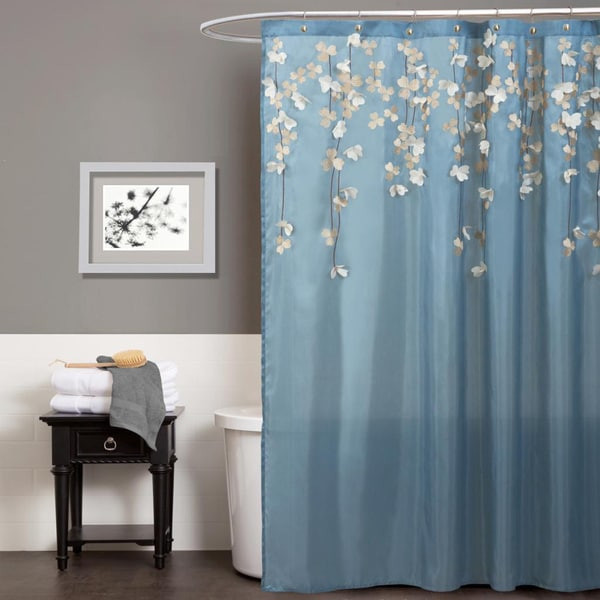 Blue Bathroom Shower Curtains
 Shop Black Friday Deals on Lush Decor Flower Drops Federal