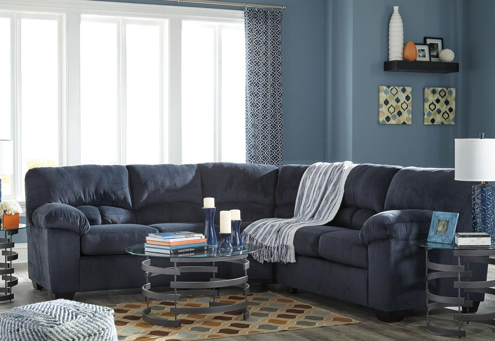Blue Living Room Chairs
 WESTFIELD Modern Blue Microfiber Living Room Furniture