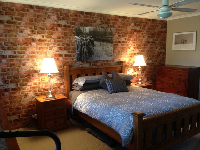 Brick Accent Wall Bedroom
 Brick Wallpaper Accent Wall in Bedroom Rustic Bedroom