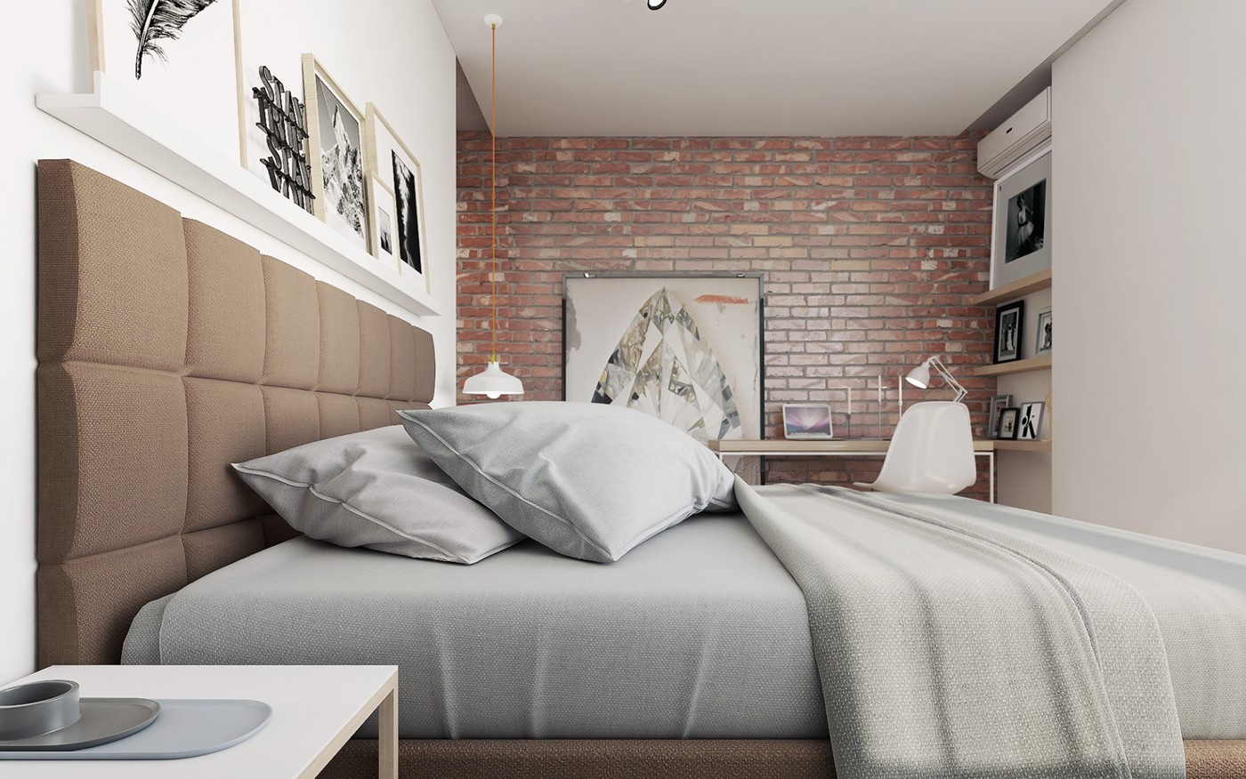 Brick Accent Wall Bedroom
 Color bo Inspiration Wood Interiors With Grey Accents