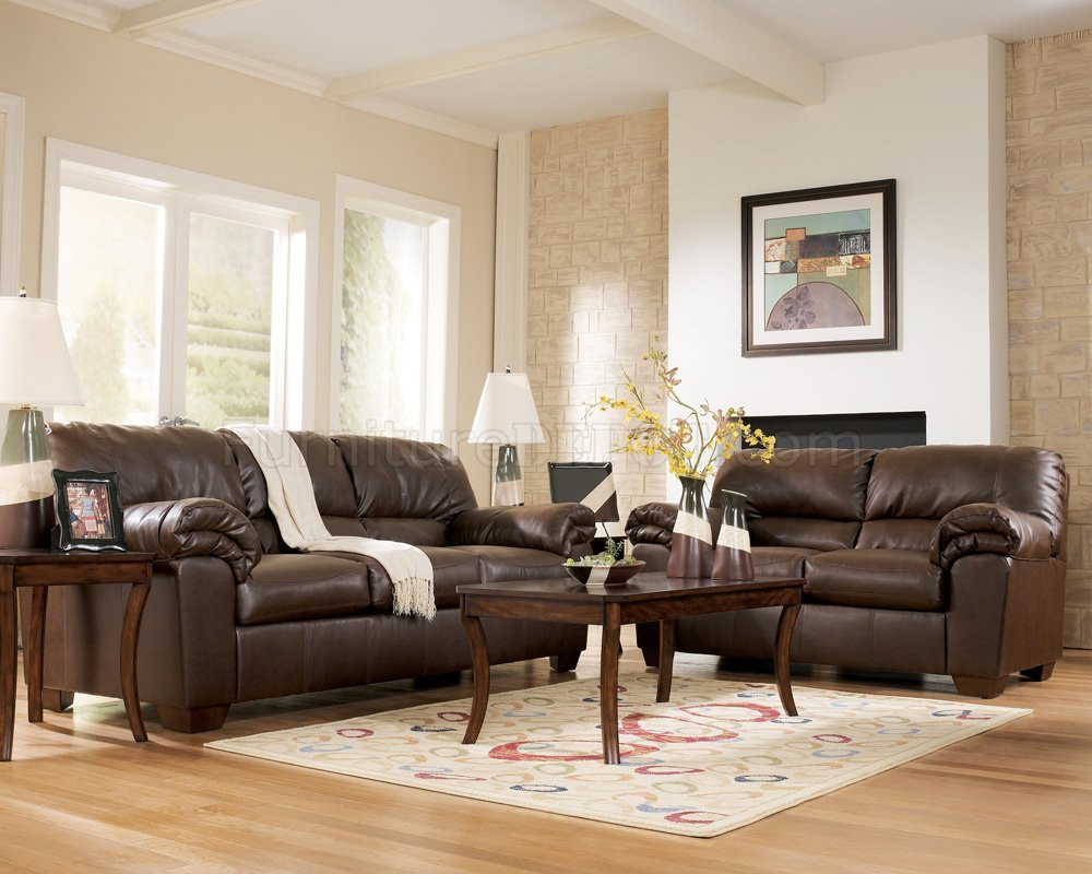 Brown Furniture Living Room Ideas
 Brown Faux Leather Contemporary Living Room By Ashley