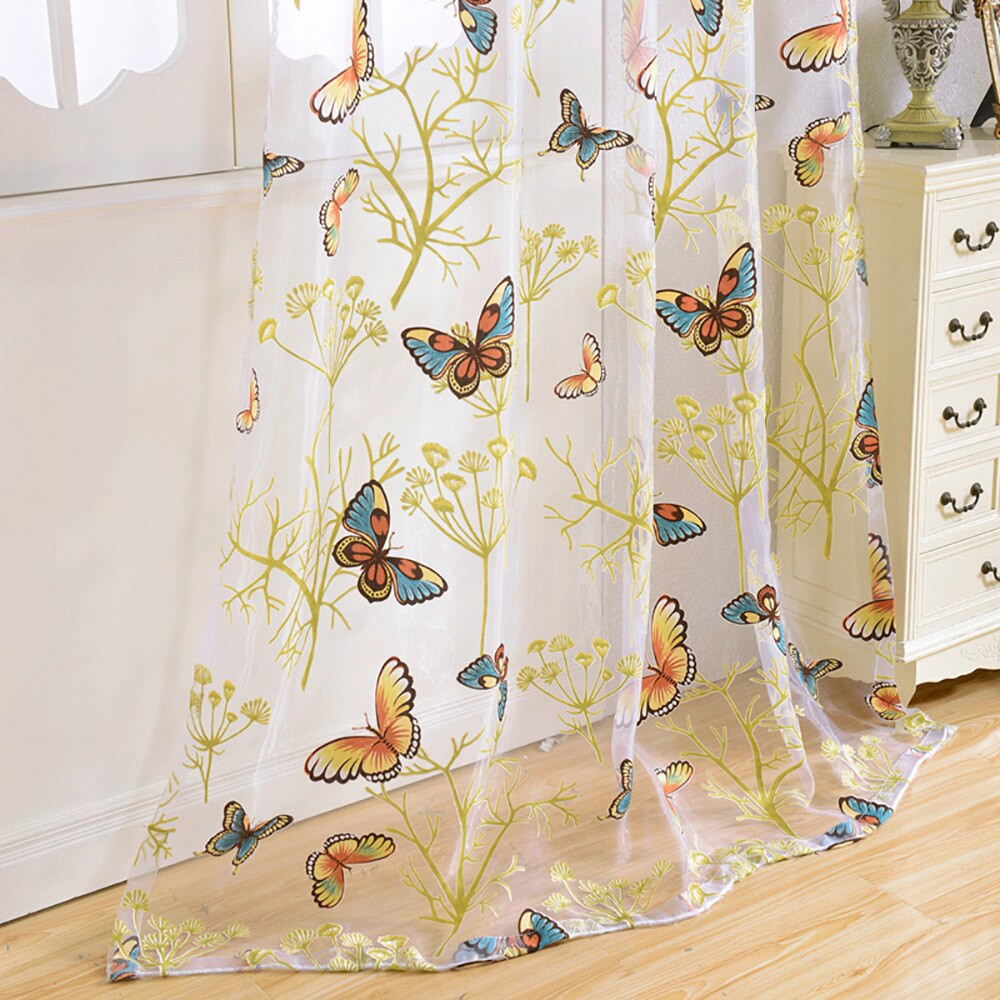 Butterfly Kitchen Curtains
 Tulle Window Curtain Butterfly Burnout Tulle Voile Fabric