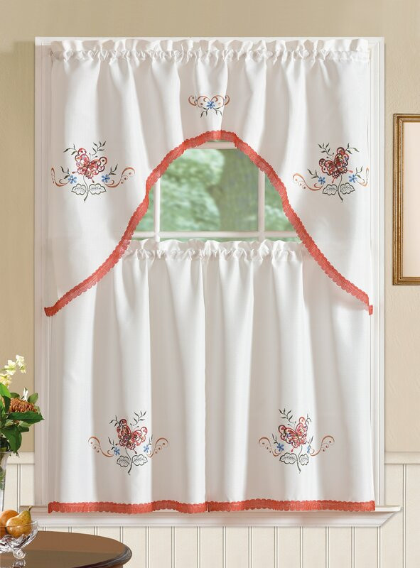 Butterfly Kitchen Curtains
 August Grove Gerberoy Butterfly 3 Piece Kitchen Curtain