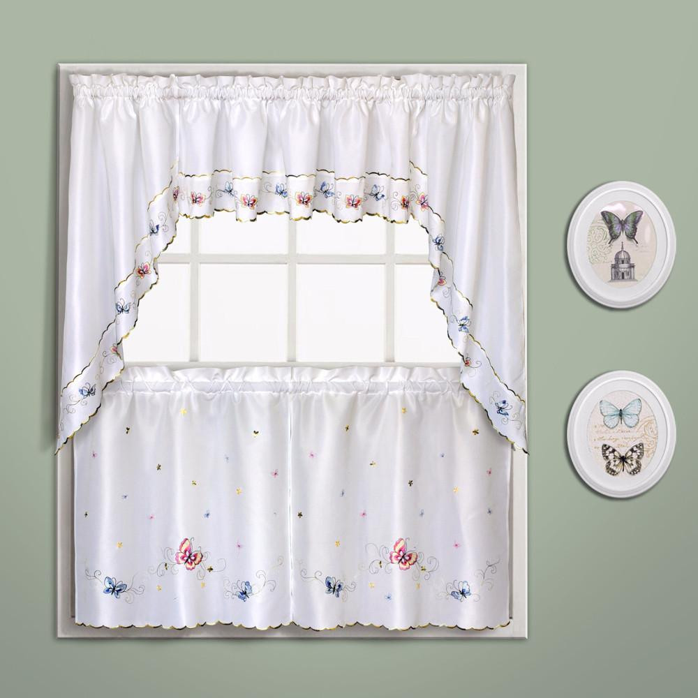 Butterfly Kitchen Curtains
 Butterfly Embroidered Kitchen & Tiers Curtain United Curtain