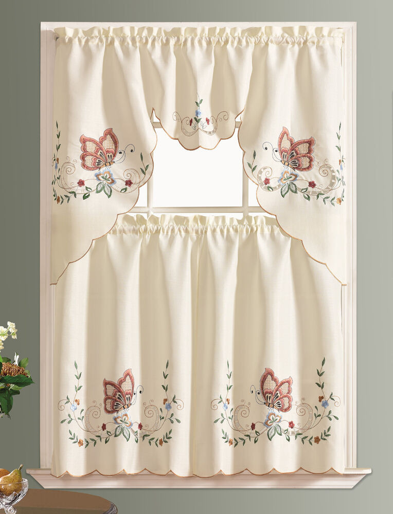 Butterfly Kitchen Curtains
 DANCING BUTTERFLY 3pcs multi color embroidery kitchen