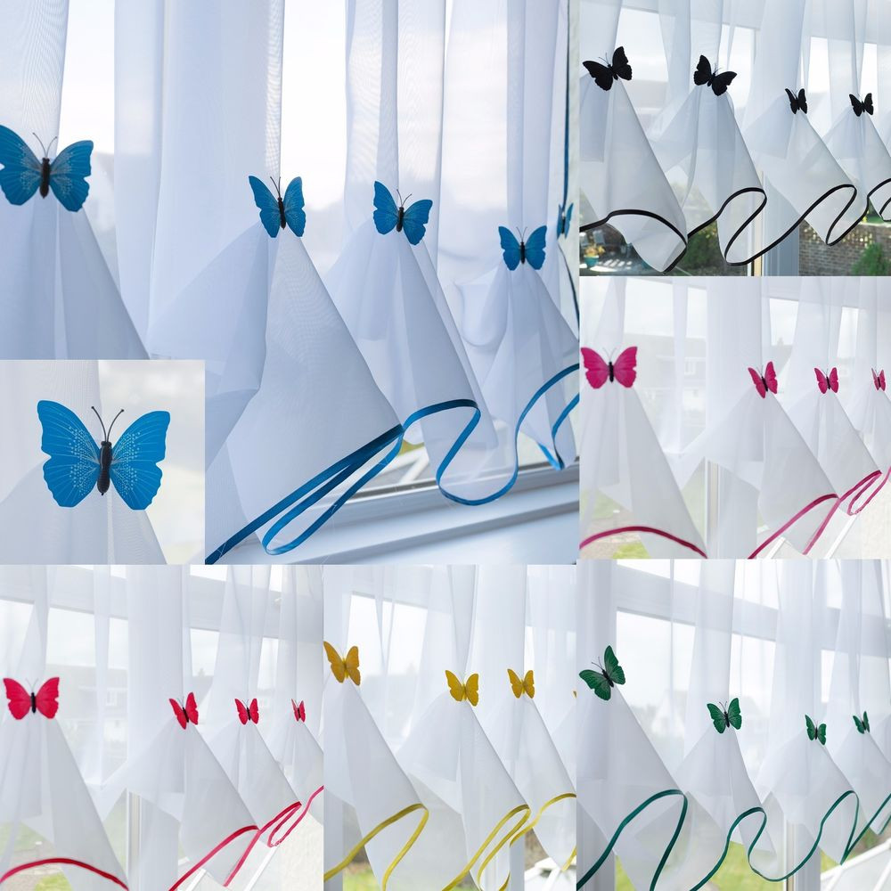 Butterfly Kitchen Curtains
 Butterfly Voile Curtain With Matching Piping Kitchen