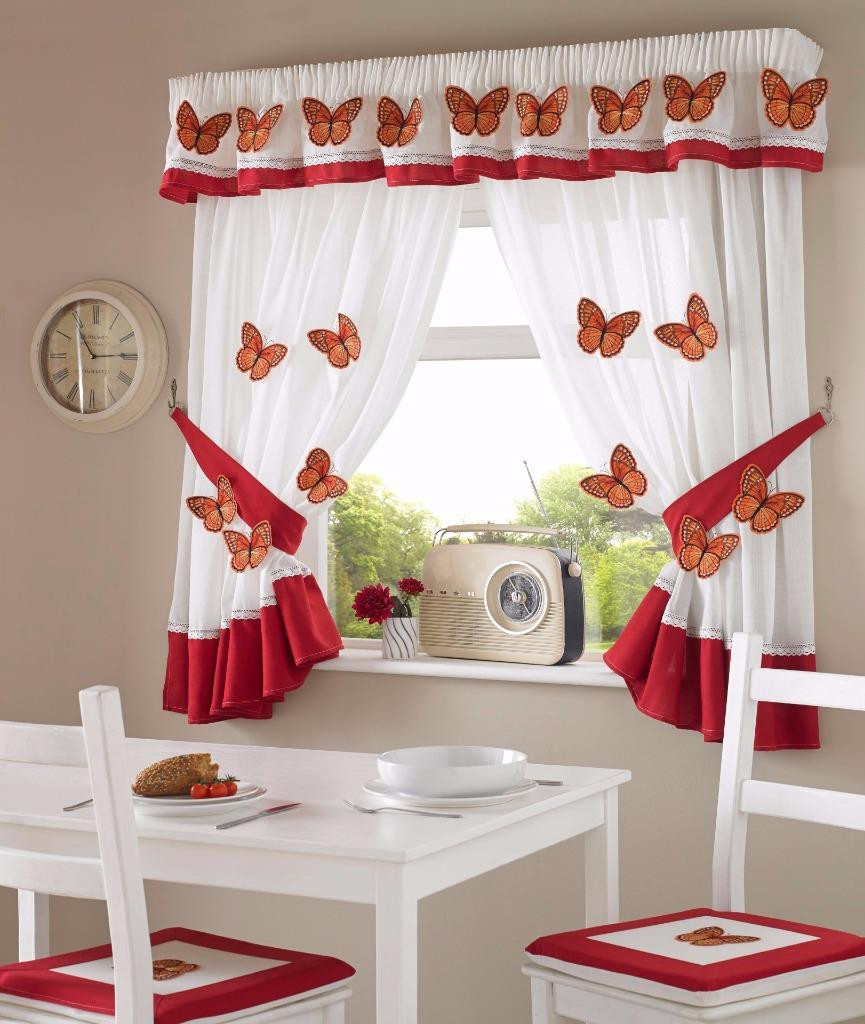 Butterfly Kitchen Curtains
 e Pair 3D Red Butterfly Design Kitchen Curtains Inc