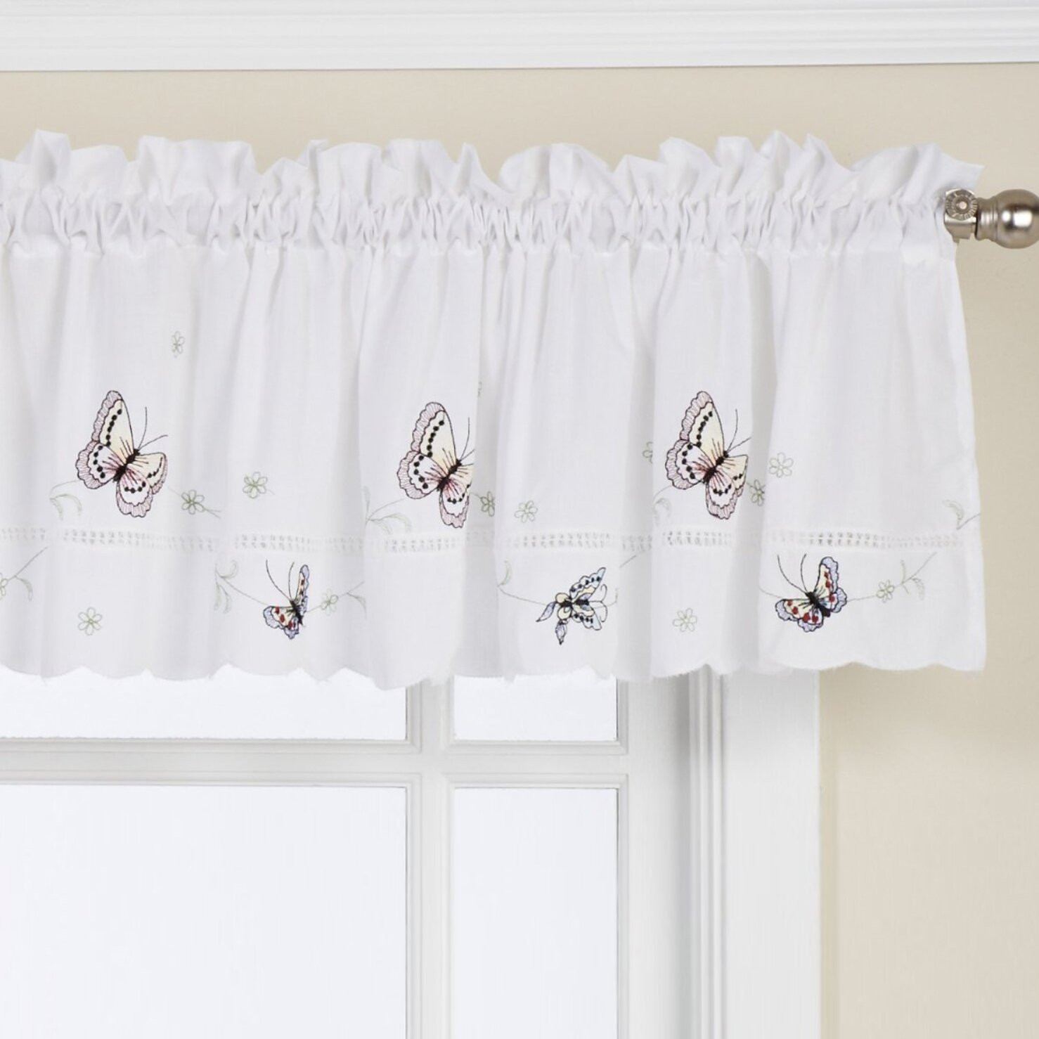 Butterfly Kitchen Curtains
 Sweet Home Collection Monarch Embroidered Butterfly