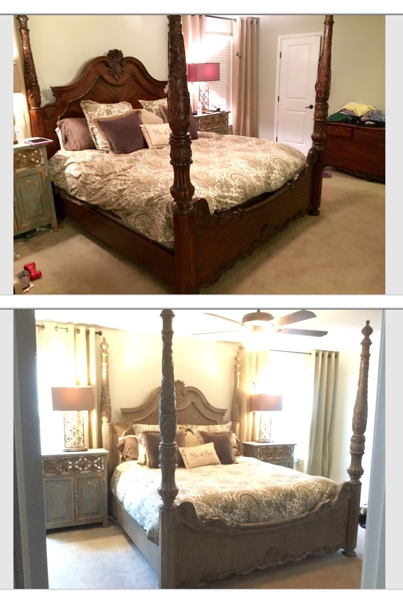 Chalk Painted Bedroom Furniture
 Poster king bed frame redo Painted with Annie Sloan chalk